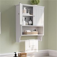Wall Mounted Cabinet w/ Towels Bar  White