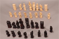 Chinese Carved Wooden Chess Pieces,