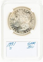 Coin 1881-S Morgan Silver Dollar as Brilliant Unc.