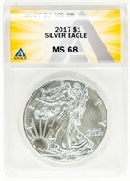 Coin 2017 Silver Eagle-ANACS MS68