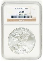 Coin 2010 American Silver Eagle NGC MS69