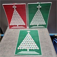 3 hand sewn Christmas trees