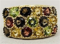 14KT YELLOW GOLD MULTI COLOR GEM RING