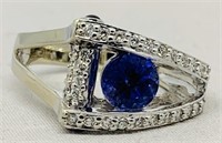 14KT WHITE GOLD 1.55CT TANZANITE & .70CT DIAMOND