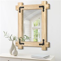 $56  26x18 Rectangle Farmhouse Wood Mirror Black