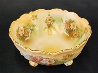 RS PRUSSIA HANDPAINTED FLORAL FOOTED BOWL