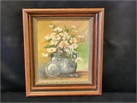 FRAMED STRETCHED CANVAS FLORAL PAINTING SIGNED...