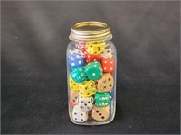 QUART BALL JAR W/ COLLECTION OF OVERSIZED DICE