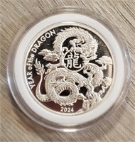 One Ounce Silver Round: Year of the Dragon