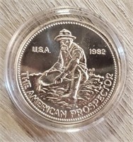 One Ounce Silver Round: 1982 Prospector