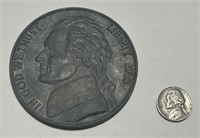 Giant 3” 1985 Jefferson Nickel Replica Coin