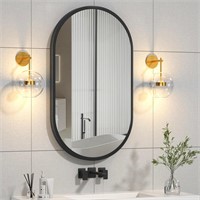 $47  16x24 Black Oval Mirror  Metal Wall-Mount