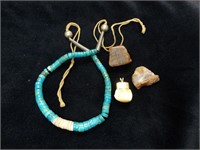 Beaded Necklace, Stones, Stone Pendant