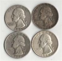 (4) Washington Silver Qtr. Dols; Vars. Yrs./Mints