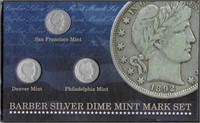 Barber Silver Dime Mint Mark Set