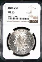 1880-S Morgan Silver Dollar, Graded: MS63