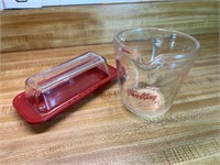 Fire King Glass Measuring Cup & Butter Dish