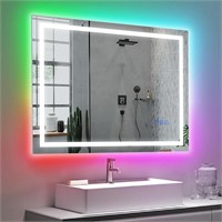 28x36 RGB LED Bathroom Mirror  Anti-Fog  Dimmable