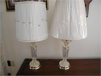 PAIR CRYSTAL TABLE LAMPS 31" TALL