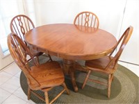 OAK OVAL TABLE 42 X  54" & SET OF 4 HEAVY OAK