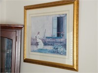 LADY ARTIST FRAMED & MATTED PICTURE 36" X 33"