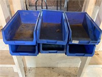 6- blue plastic bins