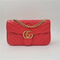 Gucci Red Purse handbag Golden chain