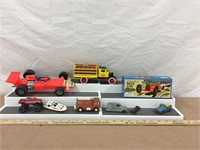 Coke truck bank and misc toy trucks