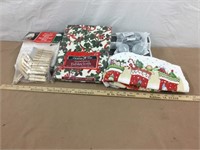 Holiday tablecloth, tree remover bag, clothes