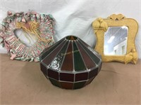 Leaded stained glass  lamp shade & wall decor