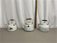 Vintage Savory Ware Enamel Pot x3