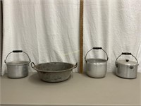 Vintage Aluminum Pots & Galvanized Pan