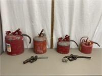 4 Safety Gas Cans, Vintage Gas Pump Handles