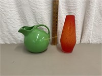 Hall Pottery Pitcher, Orange Vase