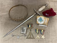 Order of Eastern Star crown, badges, sword, decals