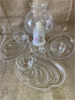 Glass hostess set and candle