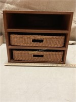 Wood cubby with 2 baskets
