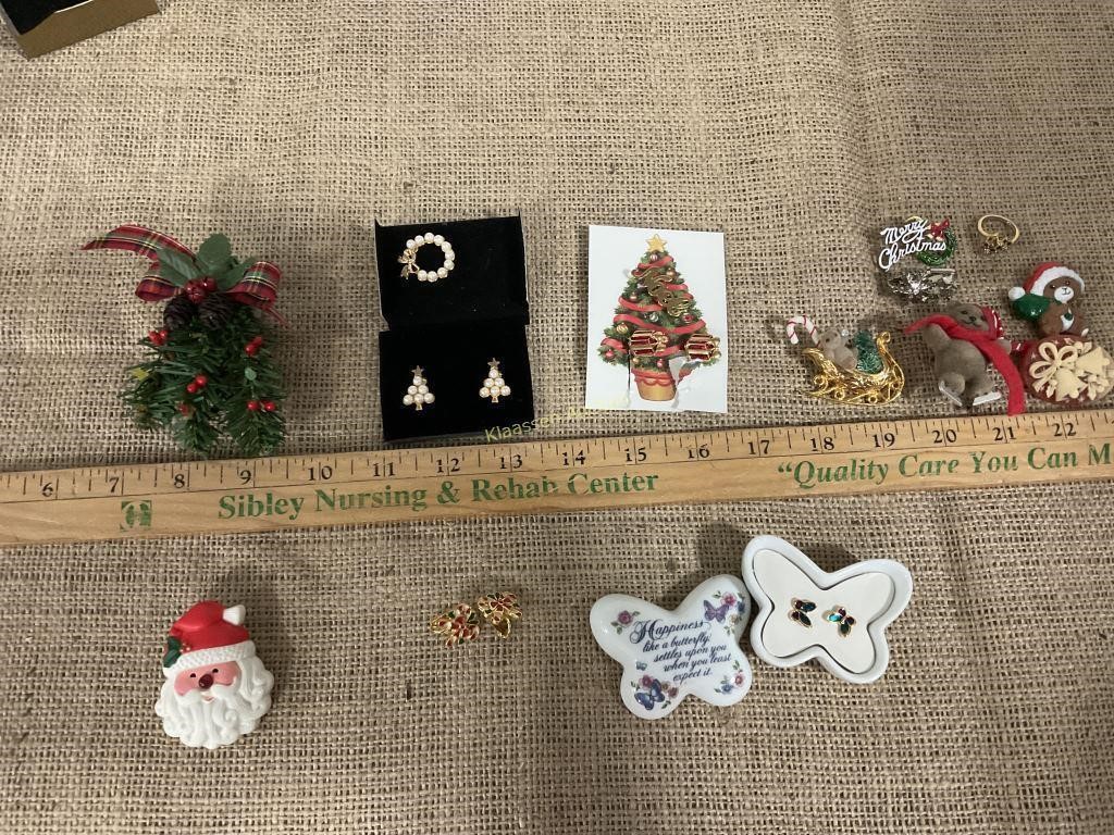 Various Avon pins. Christmas mostly