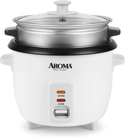 Aroma 6-Cup Rice Cooker & Food Steamer  White