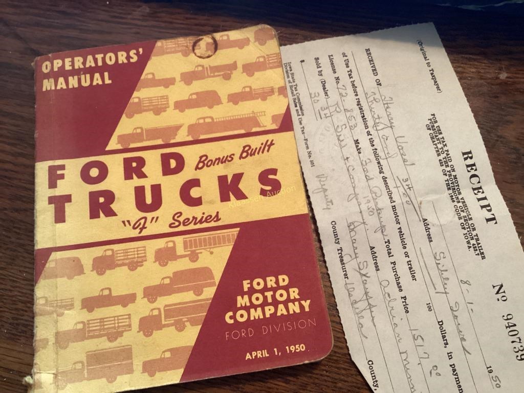 Operators manual F series Ford trucks 1950