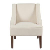 (READ) Soft Cream Classic Swoop Arm Accent Chair