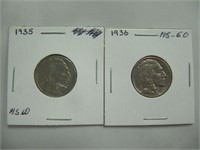 1935-1936 5 CENT COINS