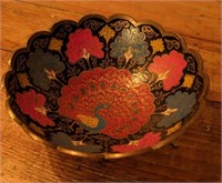 CLOISONNE PEACOCK BOWL