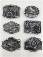 Set Of Vintage United States Pewter Belt Buckles