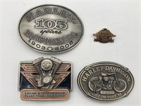 Set Of Vintage Harley-Davidson Belt Buckles & Pin