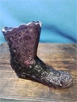 Purple pattern glass boot 4 inches tall