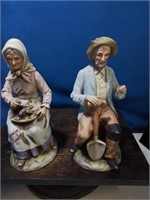 Pair of nice ceramic seated figures 8 inches tall