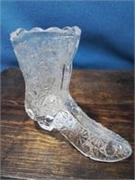 Clear pattern glass boot 4 inches tall