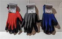 $21 Lot of 3 Pair ONE SIZE Super Grip Latex Gloves