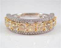 $ 9980 2.10 Ct Fancy Diamond Band Ring 18 Kt